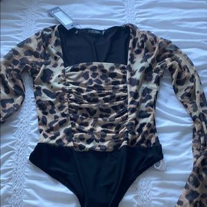 Nasty Gal Cheetah Print Mesh Bodysuit